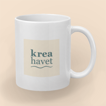 Krus med design, hvid 350ml